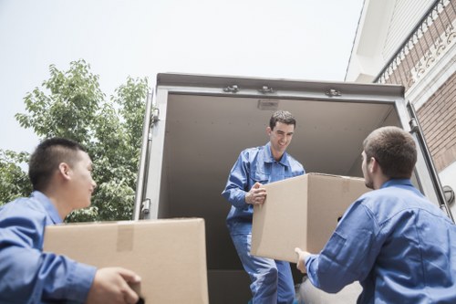 Careful loading of office items for a north London move