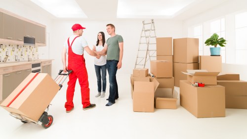 Local office relocation team working in a North London street