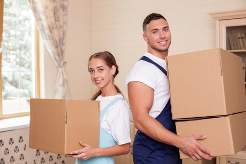 Fragile household items being prepared for transport