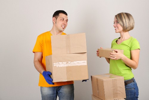Boxes and furniture prepared for flat removals service